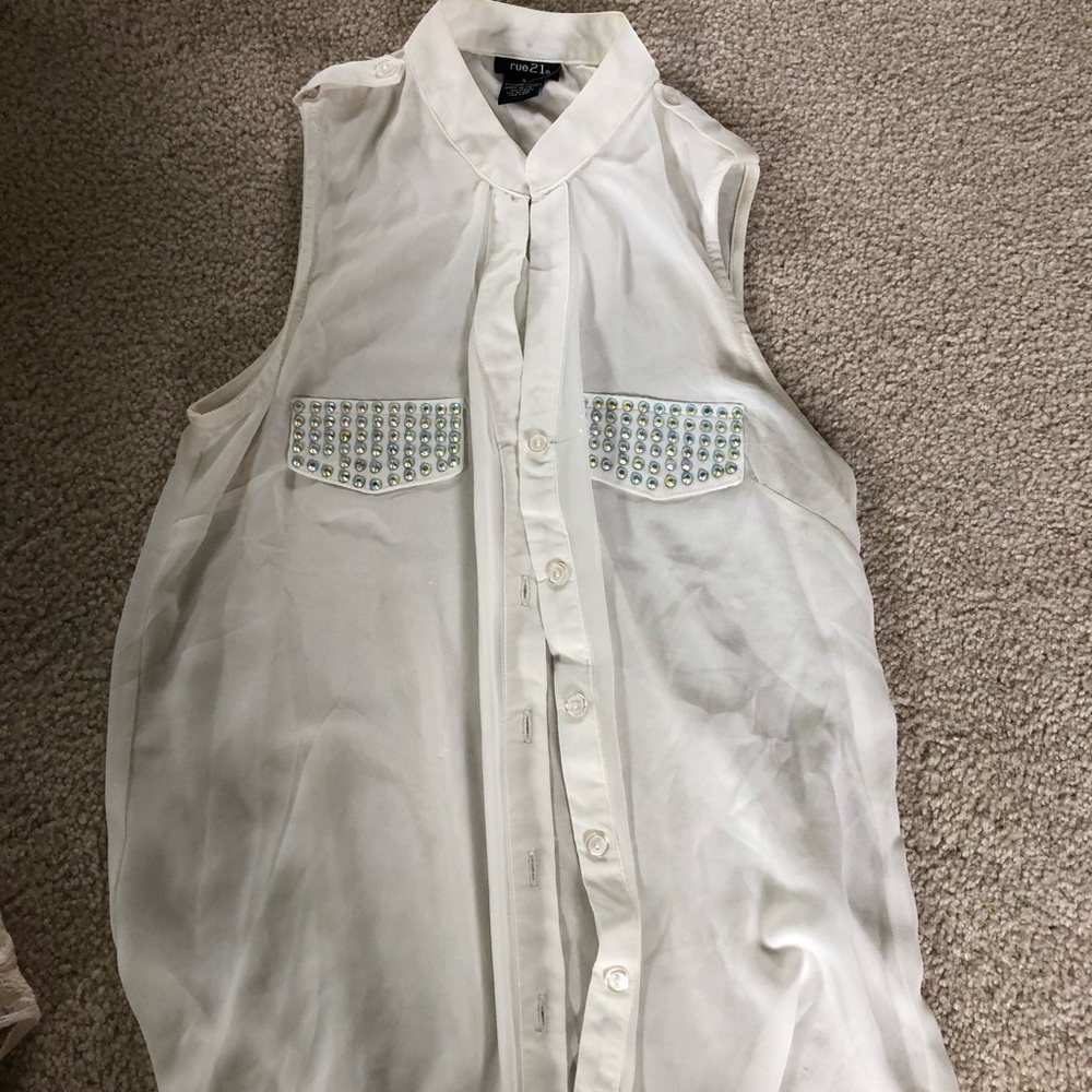 Sheer white collared blouse